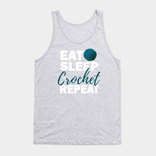 Eat Sleep Crochet Repeat Yarn + Crafts Dark Tank Top